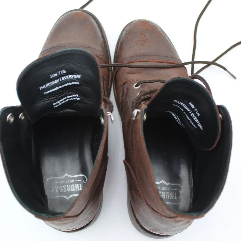 Thursday Boot Company Boots Captain Mens Size 7 Brown Leather Lace Up Preppy